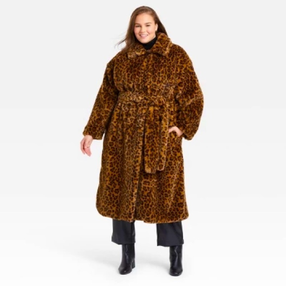 A New Day Plus size Leopard Fur Coat